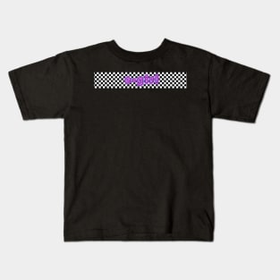 E-girl purple checkered design black and white Kids T-Shirt